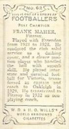 1933 Wills's Victorian Footballers (Small) #62 Frank Maher Back